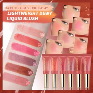 LSxia Liquid Blush Makeup Wand, Cream Liquid Blush with Cushion Applicator For Cheeks Tint, Natural-looking, Glow Dewy Finish, Weightless Blendable Liquid Blush Stick | #105 ARDOUR-Red Brown