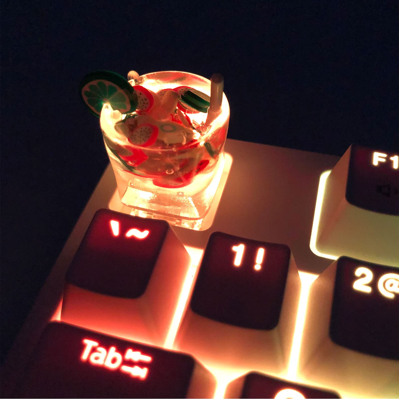 CN GAMING Fruit Drink Watermelon Style Cute Keycap, Artisan Resin Keycap, Esc Key Cap for Cherry MX Mechanical Keyboard DIY Backlit Keycaps Replace