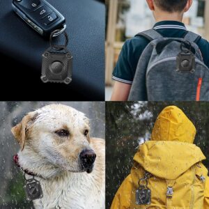 DEERLET IPX8 Waterproof Airtag Holder,Apple Airtag Keychain,Hard TPU Airtag Case, 360° Full Protection Air Tag Holder Keychain with Key Chain for Key,Luggage,Dog Collar, Compatible Apple Air tag.