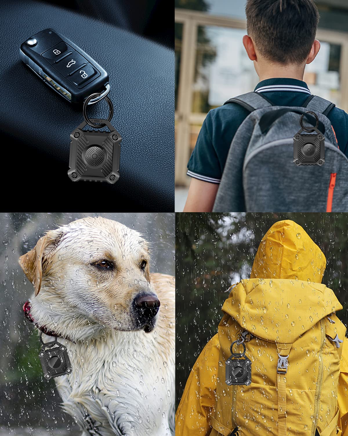 DEERLET IPX8 Waterproof Airtag Holder,Apple Airtag Keychain,Hard TPU Airtag Case, 360° Full Protection Air Tag Holder Keychain with Key Chain for Key,Luggage,Dog Collar, Compatible Apple Air tag.