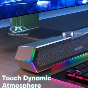 LENRUE G11 Computer Speakers for Desktop, Touch Lights PC Speakers with Surge Clear Sound, USB C/USB Powered for Computer Desktop PC Laptop Monitor