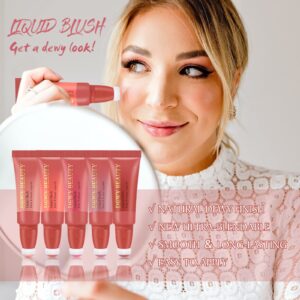 LSxia Liquid Blush Makeup Wand, Cream Liquid Blush with Cushion Applicator For Cheeks Tint, Natural-looking, Glow Dewy Finish, Weightless Blendable Liquid Blush Stick | #105 ARDOUR-Red Brown