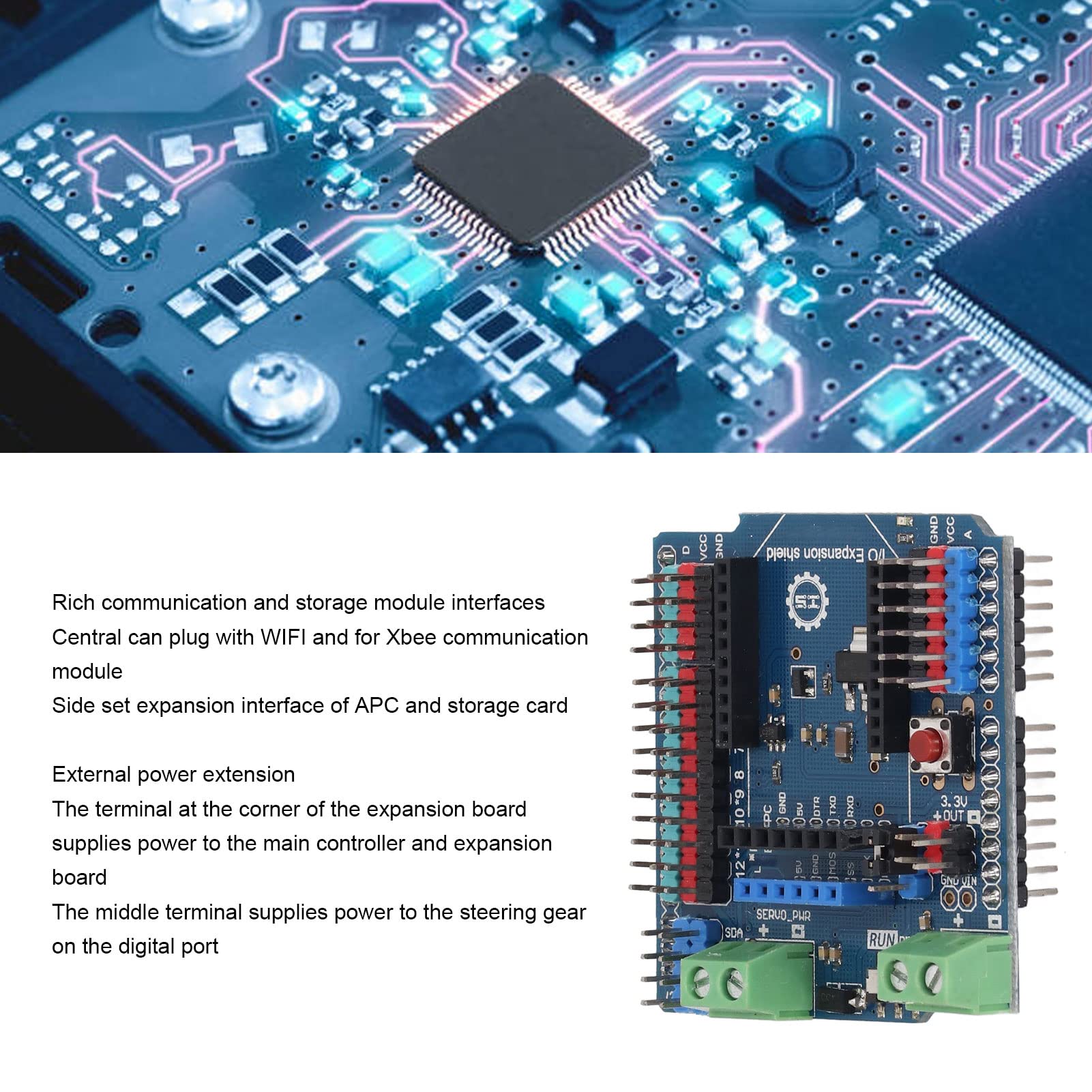 Sensor Expansion Board, 3.3V 5V Convenient 14 IO Expansion Module 6 Port Analog Digital 3P for Controller