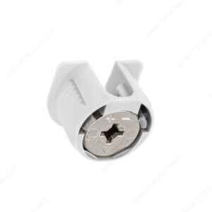 Rafix Furniture T-Connectors + Screw in Dowel. Connection: White, 19mm Panel Thickness, 14mm Drilling Depth + Screw: Silver, Drilling Depth for Dowel Thread 11.5mm, Finish Steel - 50 Pack