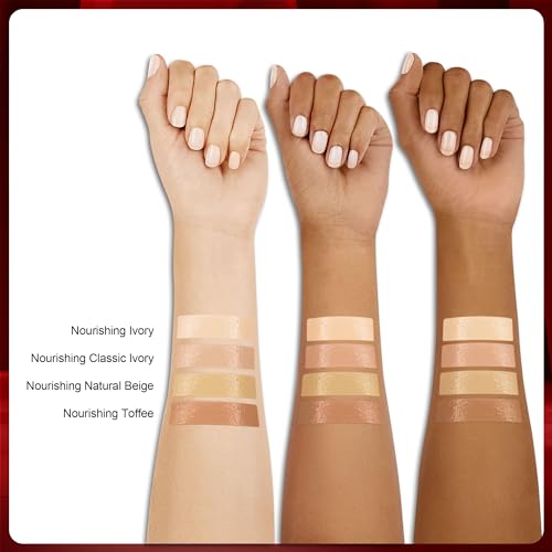 FV Waterproof Dewy Foundation with Natural Finish, Lightweight & Buildable Coverage, Long Lasting Liquid Foundation, Hydrating Foundation for Dry/Combination Skin, 30g, Nourishing Beige