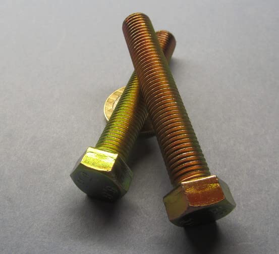 Class 8.8 Yellow Zinc Steel Bolts FT M8 x 1.25 mm x 60 mm Long 5 pcs