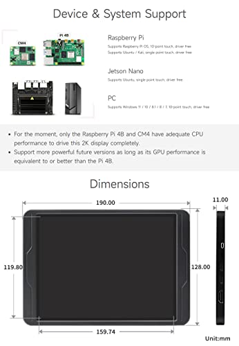 waveshare 8inch 2K Capacitive Touch Display, Compatible with Raspberry Pi 5/ 4B and CM4, 1536×2048, IPS, High Compatibility