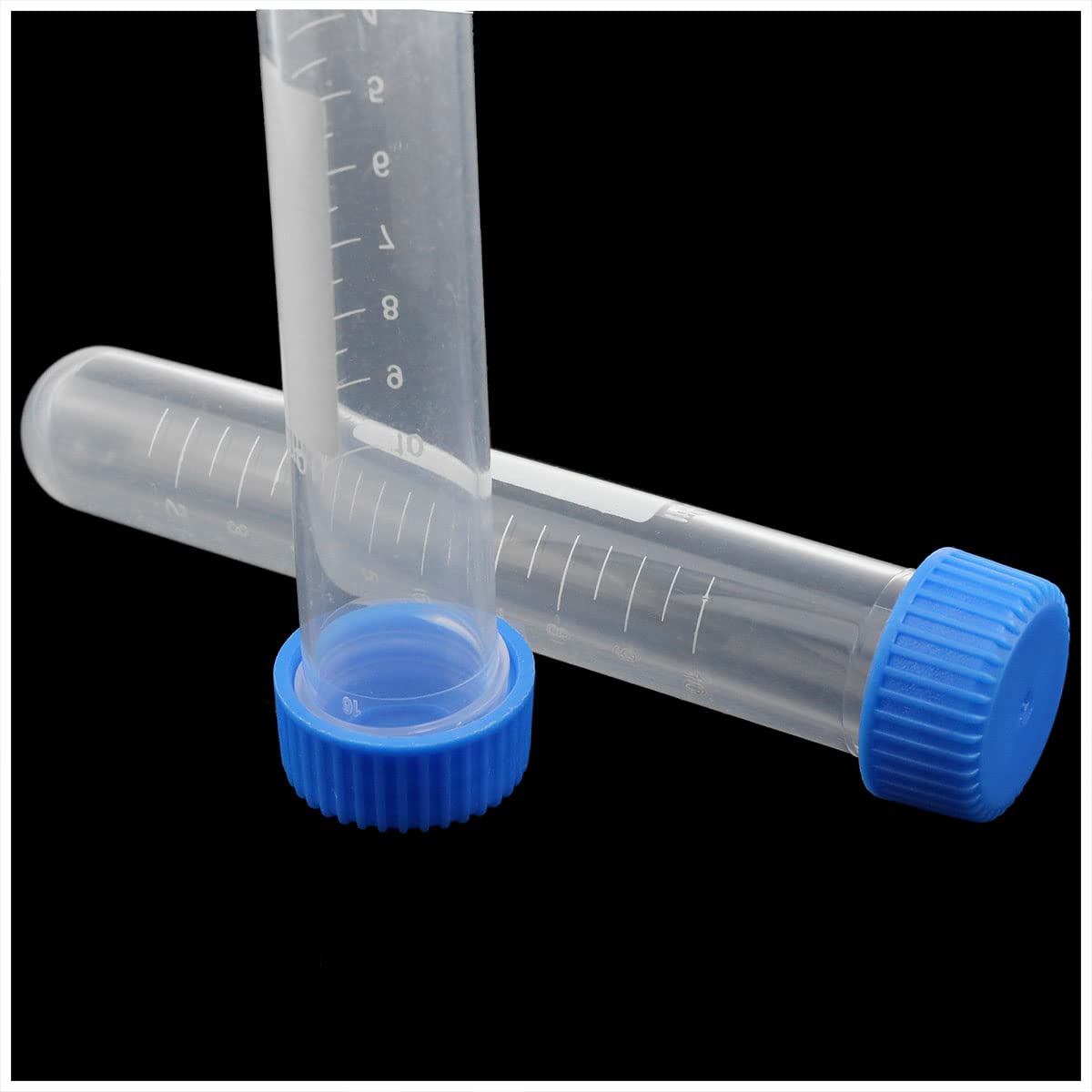 AYLIFU 12 Pieces 10ml Centrifugal Test Tube with Blue Screw Cover and Scale, Laboratory Screw Round-Bottom Plastic Centrifugal Tube, Suitable for Laboratory School Education