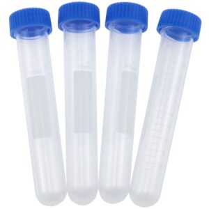 AYLIFU 12 Pieces 10ml Centrifugal Test Tube with Blue Screw Cover and Scale, Laboratory Screw Round-Bottom Plastic Centrifugal Tube, Suitable for Laboratory School Education