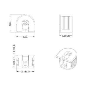 Rafix Furniture T-Connectors + Screw in Dowel. Connection: White, 19mm Panel Thickness, 14mm Drilling Depth + Screw: Silver, Drilling Depth for Dowel Thread 11.5mm, Finish Steel - 50 Pack