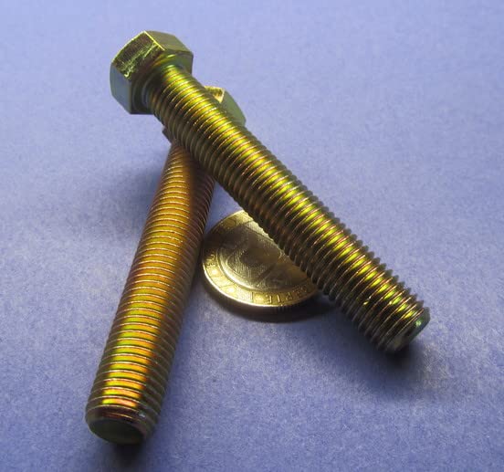 Class 8.8 Yellow Zinc Steel Bolts FT M8 x 1.25 mm x 60 mm Long 5 pcs