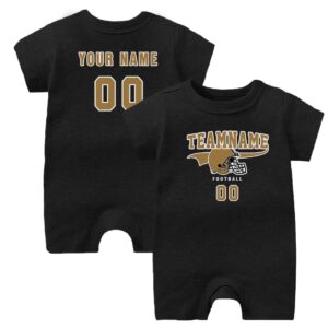 babywen baby bodysuit custom gold/white football outfit make your baby name&number football clothes gifts