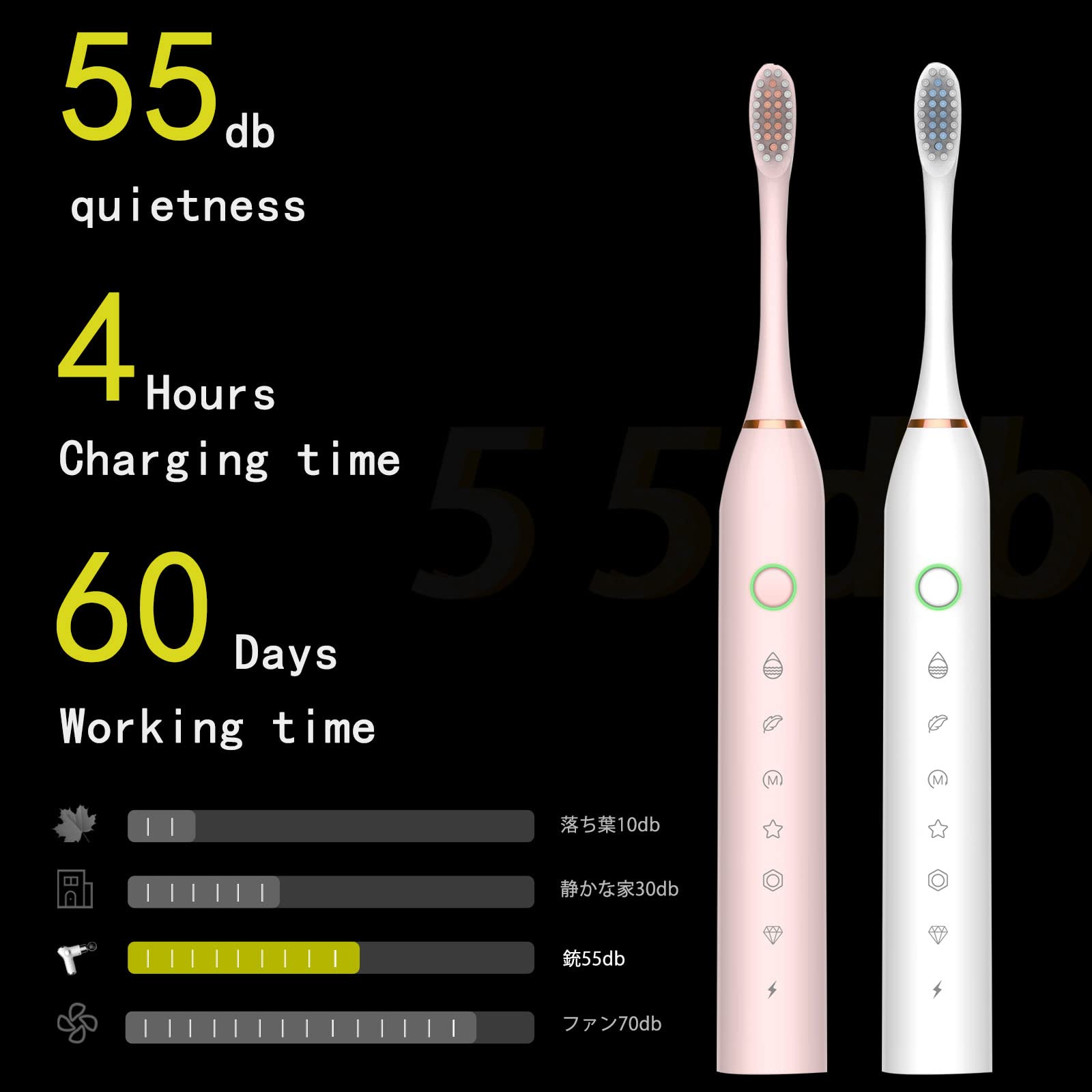 Lukern 2 Pack Clean Toothbrush for Adult Soft Toothbrushes Standard Size with 8 Brush Heads Travel Use White+Black