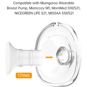 Mumgaroo Hands Free Breast Pump Accessories, 17MM Flange Insert for Mumgaroo Wearable Breast Pump, Also Compatible with MomMed S18/S21, NICEGREEN Life S21, MISSAA S18/S21, Reduced Flange to 17MM