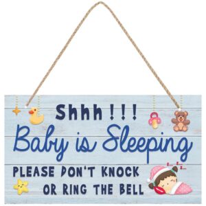 baby sleeping sign baby sleeping plaque baby is sleeping sign porch sign sleeping baby door sign do not knock or ring doorbell sign no disturb sign baby room hanging sign