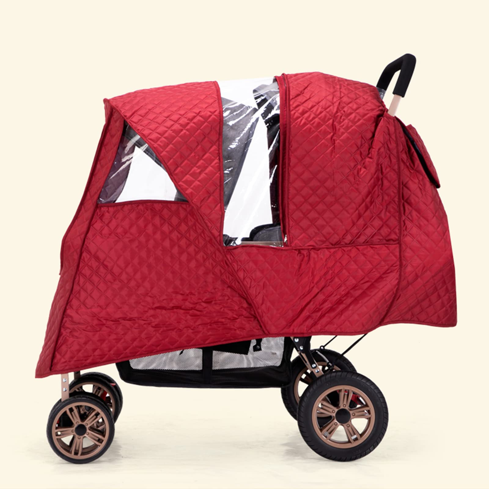 Double Stroller Winter Rain Cover,Winter Cover for Double Tandem Stroller,Big Size Universal Rain and Wind Cover (Red)