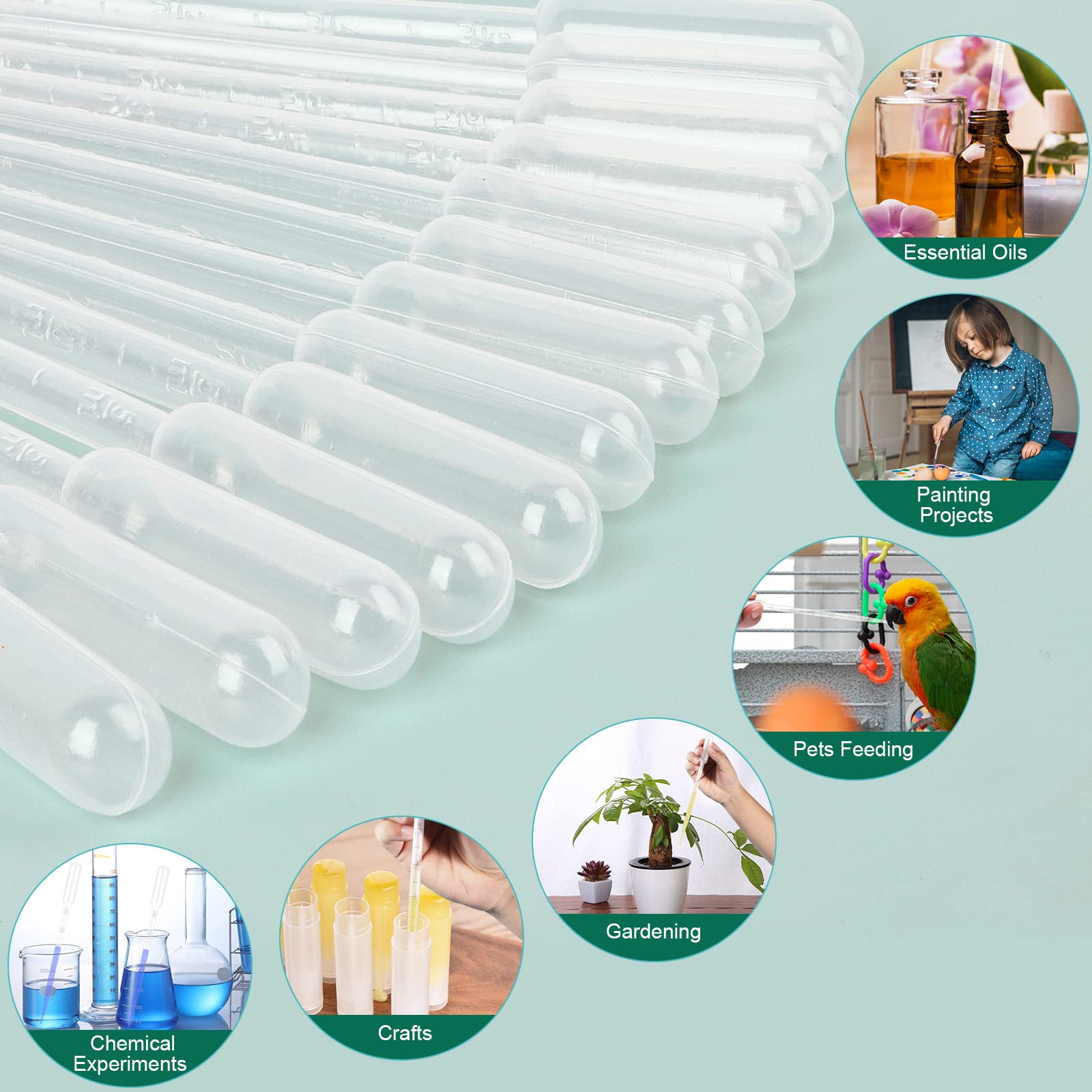 moveland 120PCS 5ML Plastic Transfer Pipettes, Disposable Graduated Pipettes, Clear Dropper for Essential Oils, Water Testing, Lab, DIY Art