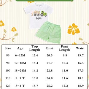 Sinhoon Toddler Baby Boy Girl Easter Outfits Cute Bunny T-shirt + Striped Casual Pants Infant Baby Unisex Clothes(Green2,2-3T)