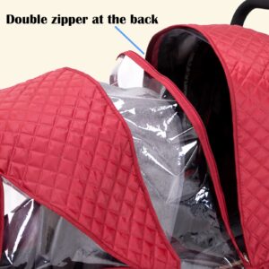 Double Stroller Winter Rain Cover,Winter Cover for Double Tandem Stroller,Big Size Universal Rain and Wind Cover (Red)