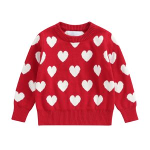 toddler baby girl love heart pullover sweater long sleeve knit sweater shirts valentines day spring clothes (love heart sweater-red, 5-6 years)