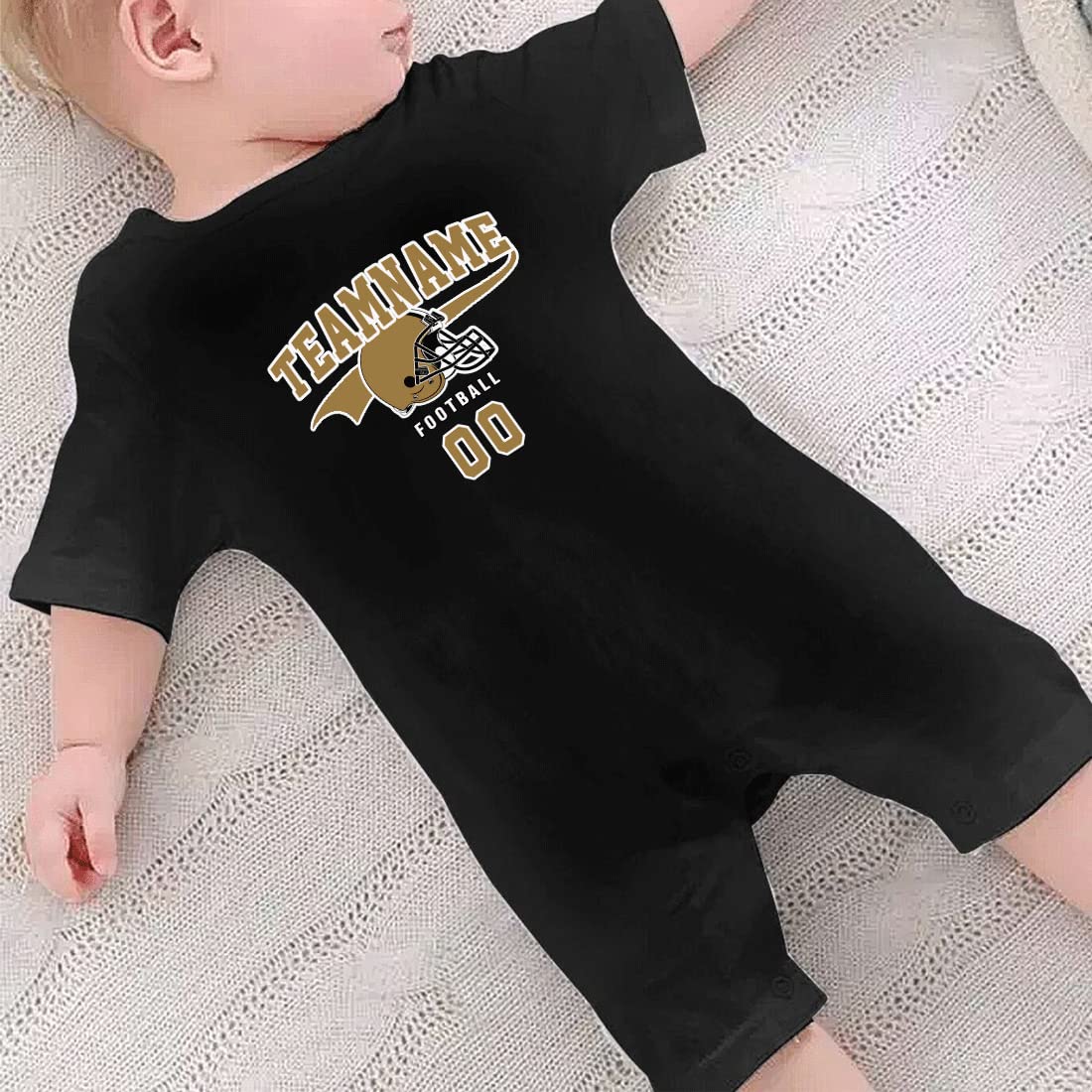 BABYWEN Baby Bodysuit Custom Gold/White Football Outfit Make Your Baby Name&Number Football Clothes Gifts