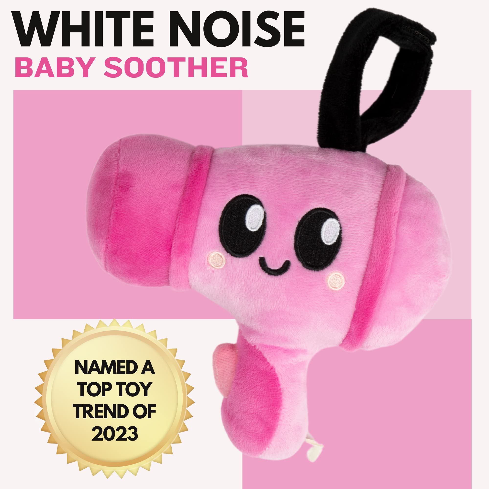 Soothie Sounds: Portable White Noise Machine | Baby Soother Plays Vaccum Sound (Plays up to 20 Minutes, Pediatrician Created. (Hook for Stroller or Car), Hadley The Hairdryer