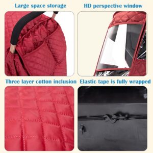 Double Stroller Winter Rain Cover,Winter Cover for Double Tandem Stroller,Big Size Universal Rain and Wind Cover (Red)