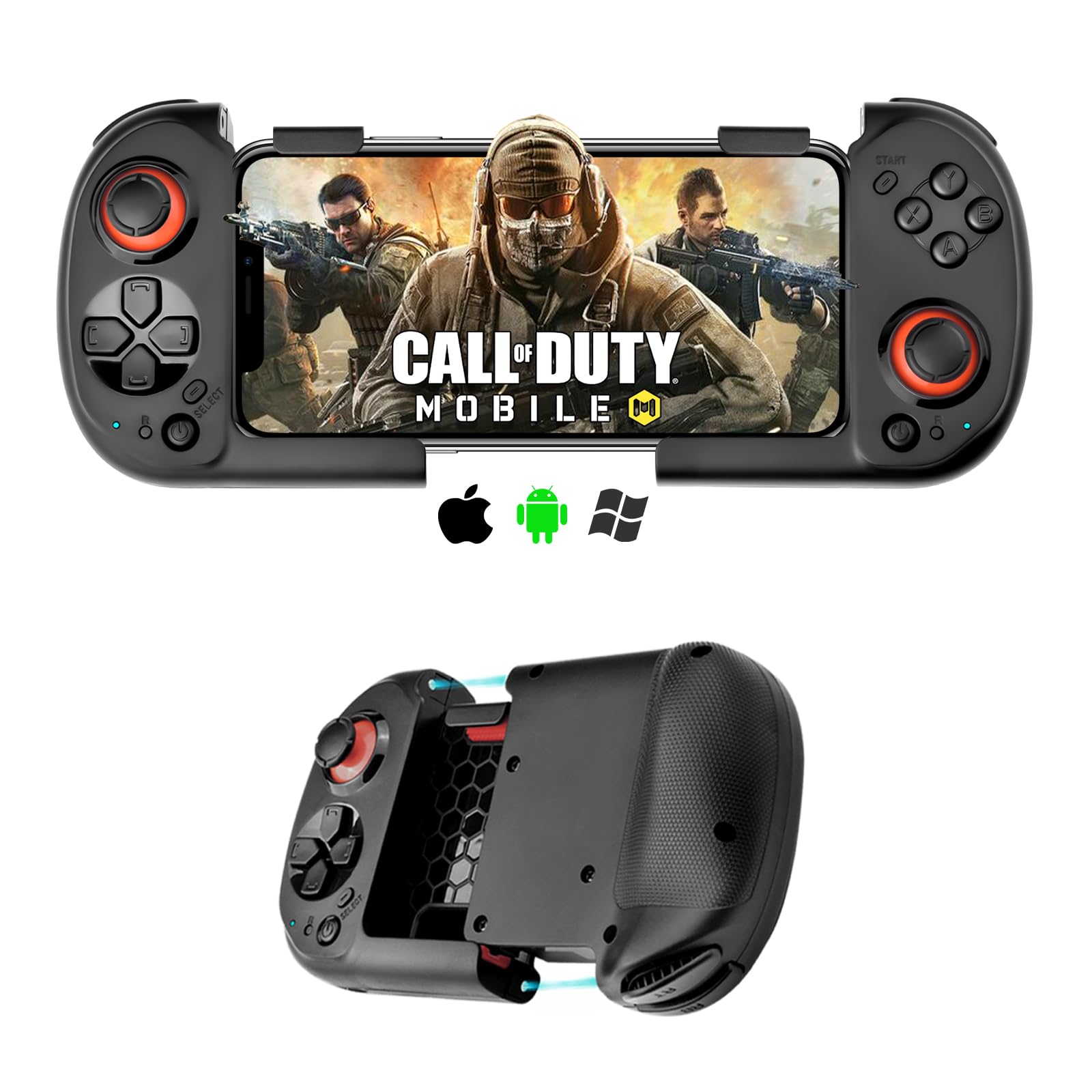 Joso Phone Controller for Android, iPhone, Direct Play, 15 Hours of Playtime, Support with Case, Game Controller Joystick for Galaxy S23 S22 S21 Ultra, iPhone 14 13 12 Pro Max, COD, Genshin Impact