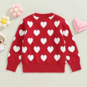 Toddler Baby Girl Love Heart Pullover Sweater Long Sleeve Knit Sweater Shirts Valentines Day Spring Clothes (Love Heart Sweater-Red, 5-6 Years)