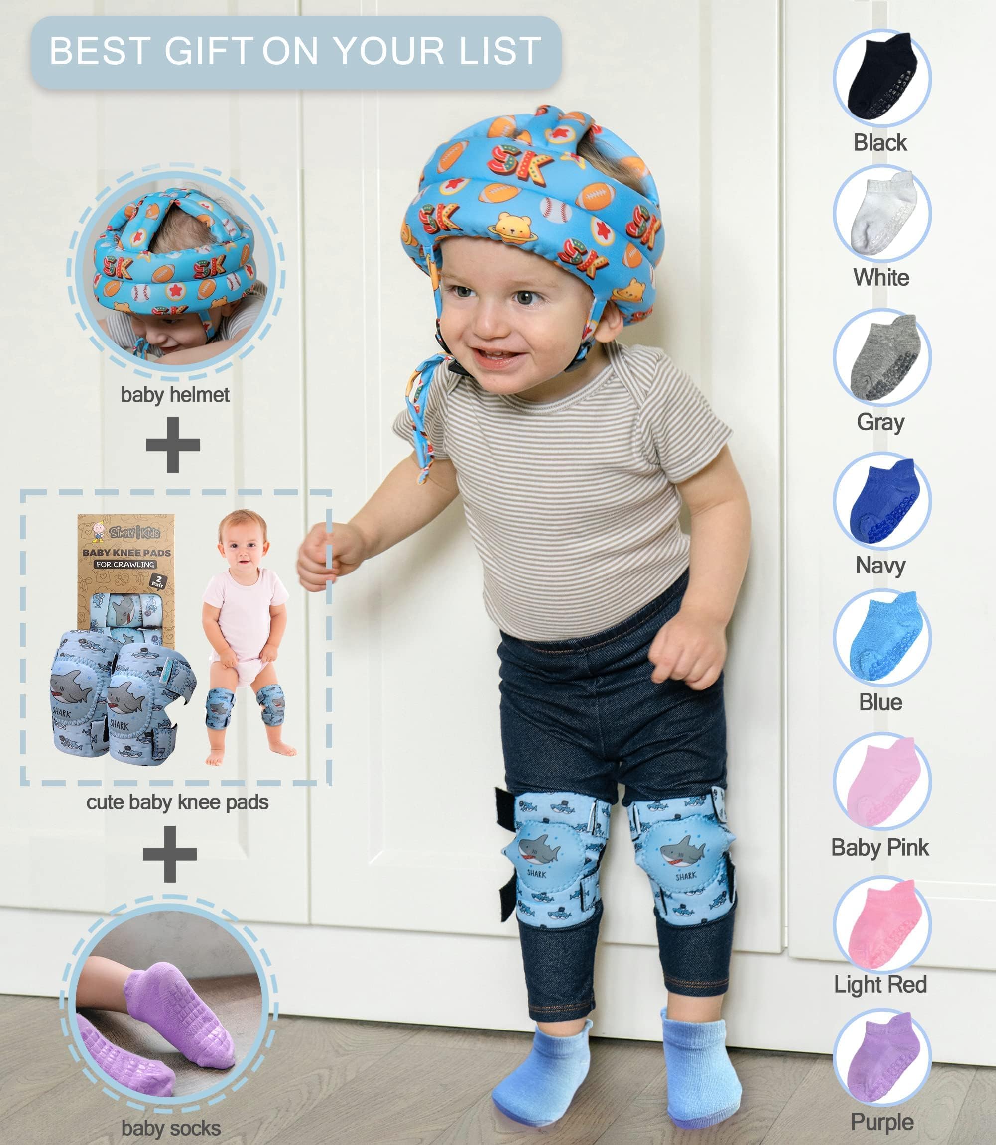 Simply Kids Toddler Socks with Grippers for Boy and Girl 1t-2t 2t-3t, Non Slip Baby Grip Socks for 12-18 18-24 Months