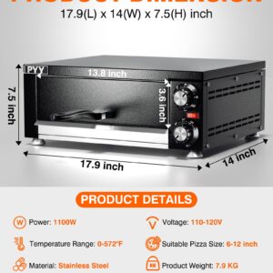 PYY Electric Pizza Oven Indoor Countertop Pizza Oven Commercial Pizza Maker Machine for Home with Timer Stainless Steel Pizza Cooker