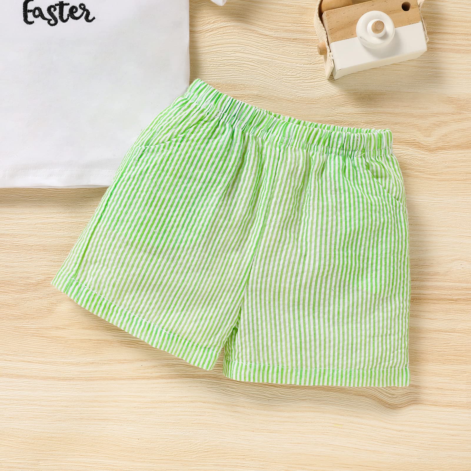 Sinhoon Toddler Baby Boy Girl Easter Outfits Cute Bunny T-shirt + Striped Casual Pants Infant Baby Unisex Clothes(Green2,2-3T)