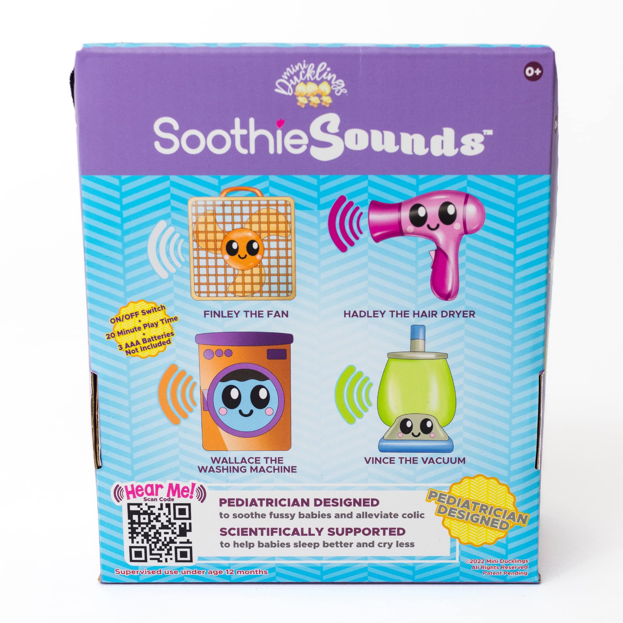 Soothie Sounds: Portable White Noise Machine | Baby Soother Plays Vaccum Sound (Plays up to 20 Minutes, Pediatrician Created. (Hook for Stroller or Car), Hadley The Hairdryer