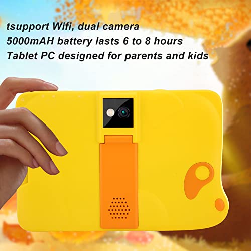 Jectse Kids Tablet, 7 Inch Tablet Toddler Tablet 2GB RAM 32GB ROM 1280 X 800 Octa Core Tablet, 5000mAh Battery, Dual Camera, Shockproof Case, Education Tablet for (Yellow 64cm/25.2in)