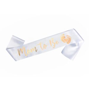 white sash and gold for your baby shower (mom to be)