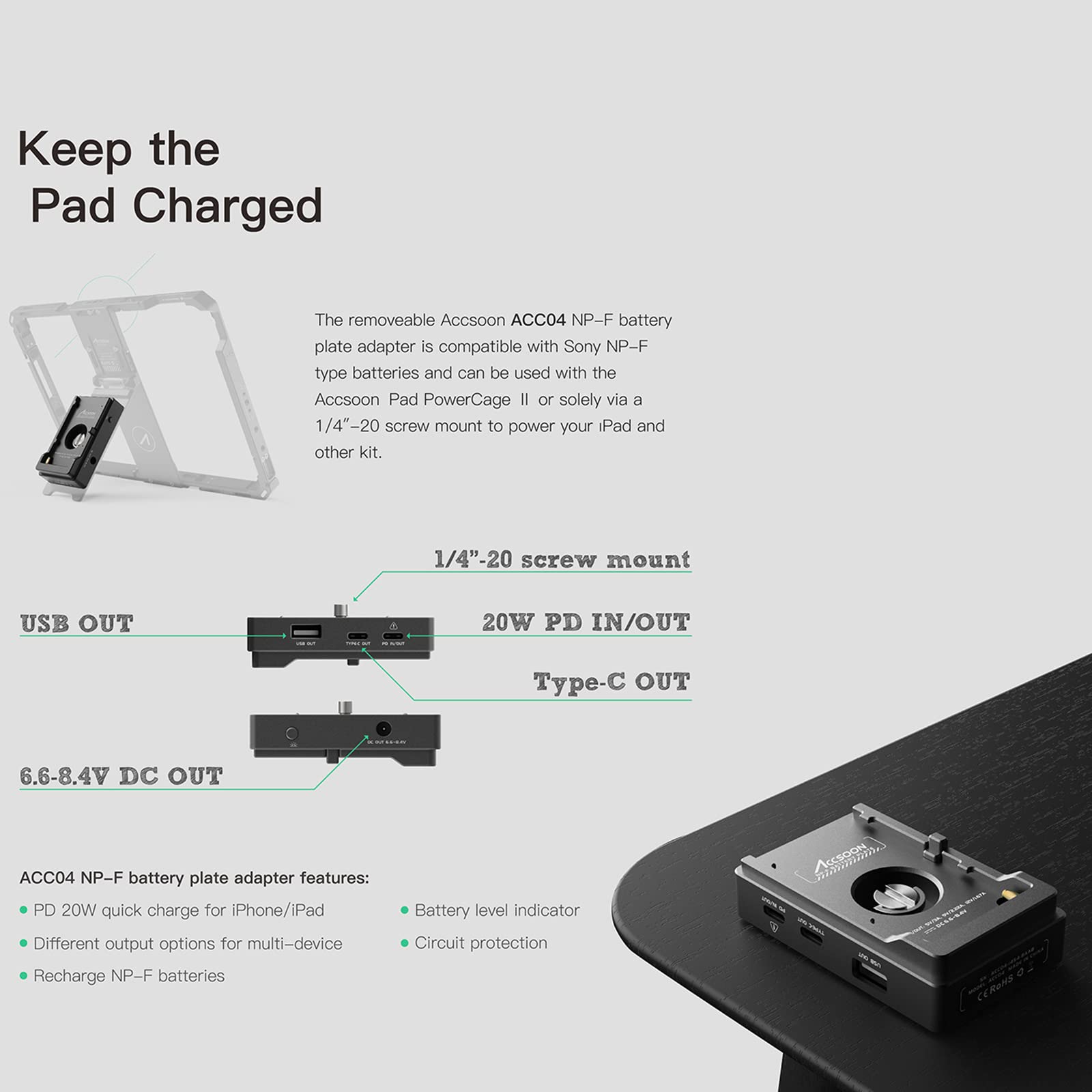 ACCSOON Power Cage II Compatible with ipad - Gen 5,6,7,8,9,10 & Compatible with Air-gen 3,4,5 & Compatible with ipad Pro-9.7 inch, 10.5 inch, 11 inch (Gen 1, 2,3,4)