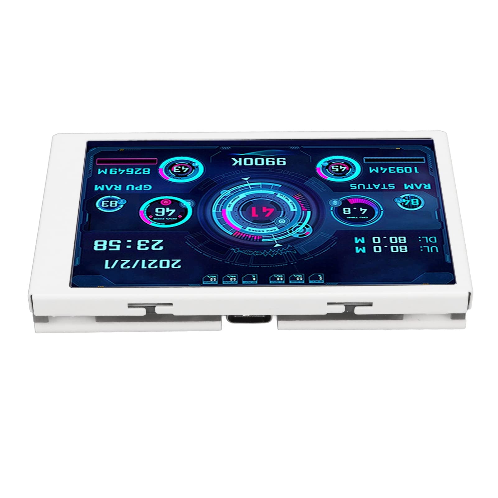 Zyyini Computer Temp Monitor, 3.5 Inch Full View AIDA64 PC CPU Hard Disk Data Monitor PC Sensor Panel Display for Chassis GPU, Plug and Play (White)