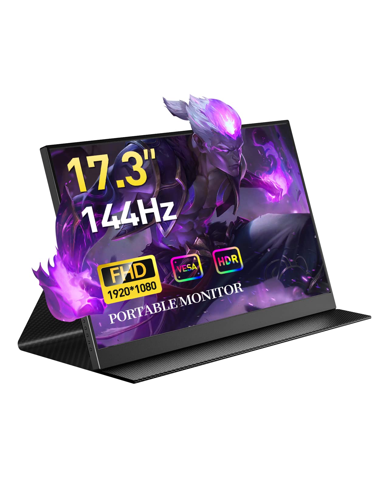 CNBANAN 144Hz Portable Gaming Monitor 17.3" for Laptop FreeSync 1080P HDR IPS USB-C Laptop Monitor VESA Ultra-Slim Dual Speakers Travel Monitor for Laptop Mac Phone Xbox Game Monitor