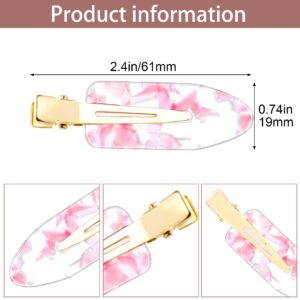 OIIKI 8 PCS Cute Creaseless Hair Accessories: No-Bend Curl Acrylic Barrettes, Metal Hair Clamps for Women and Girls - Pink