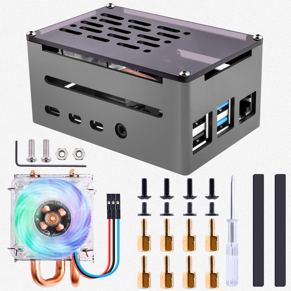 GeeekPi Aluminum Case with ICE Tower Cooler for Raspberry Pi 4, Pi 4 PWM Cooling Fan with Aluminum Heatsink for Raspberry Pi 4 Model B Only