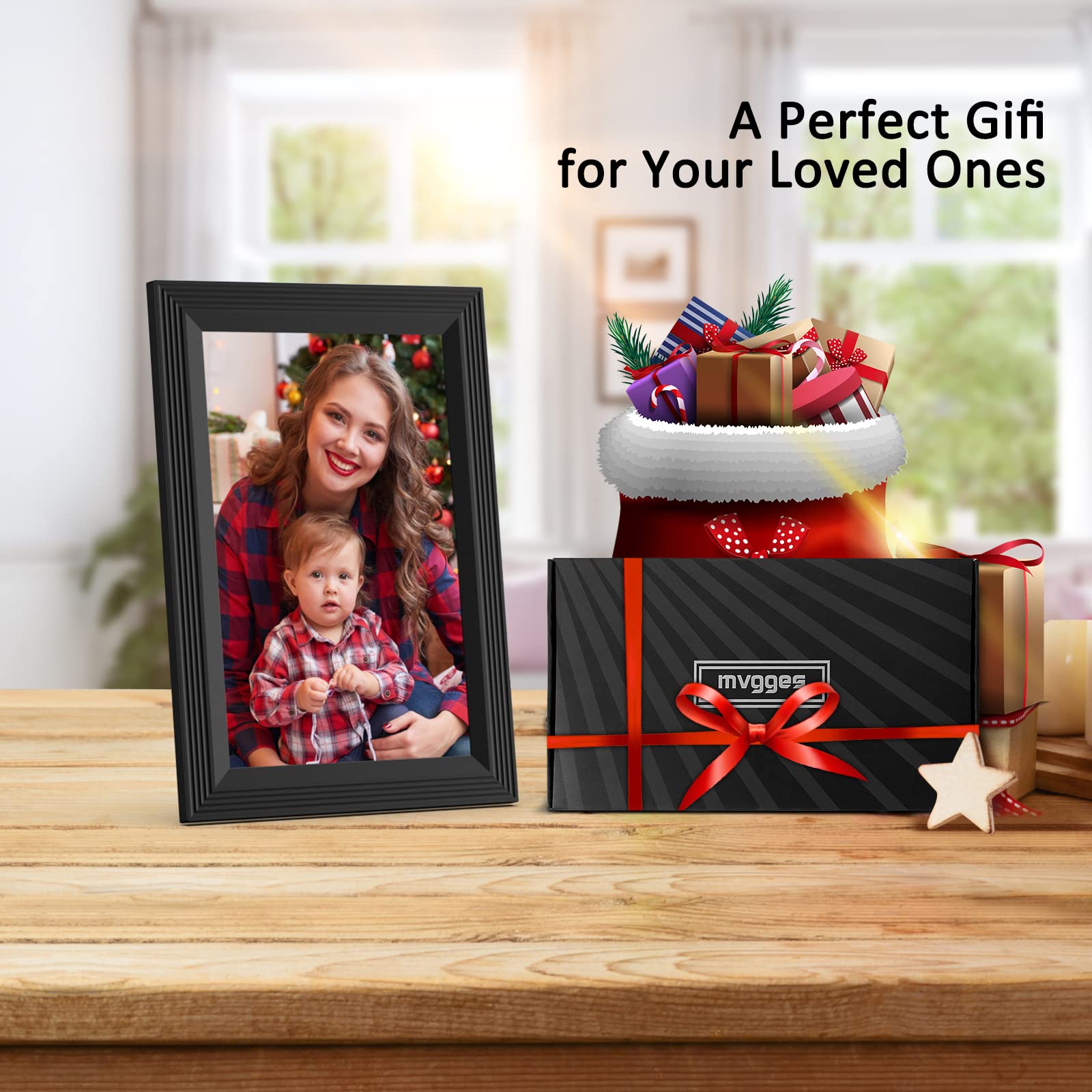 Mvgges Digital Picture Frame 10.1 Inch WiFi Digital Photo Frame, 16GB Storage, Auto-Rotate, IPS Touch Screen, Wall-mountable, Share Photos and Videos Instantly via Free App from Anywhere