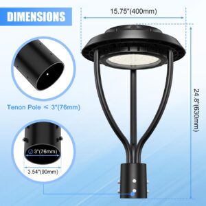 150W LED Post Top Light with Photocell, 150W 120W 90W Adjustable 21000Lm 5000K Outdoor Pole Lights, IP65 Waterproof Post Light Fixtures for Garden Yard Pathway Lighting ETL DLC Listed AC100-277V