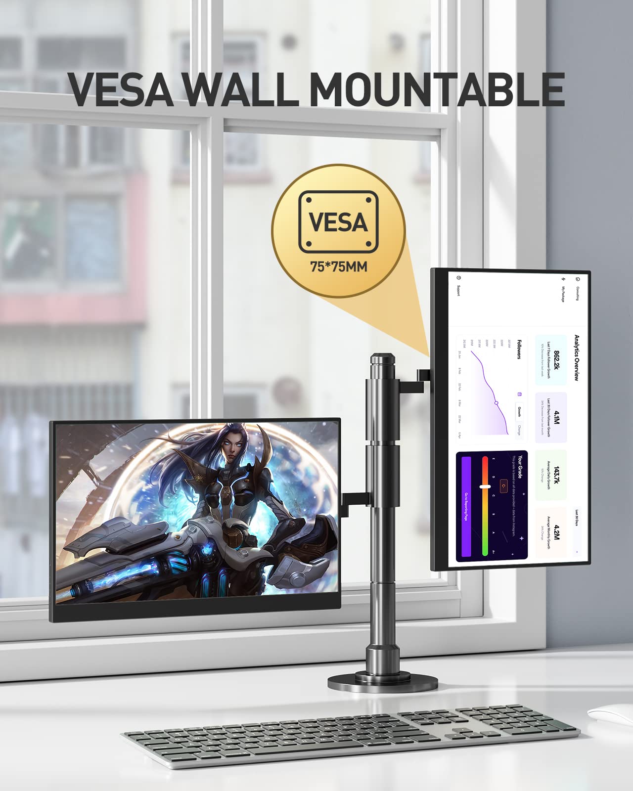 CNBANAN 144Hz Portable Gaming Monitor 17.3" for Laptop FreeSync 1080P HDR IPS USB-C Laptop Monitor VESA Ultra-Slim Dual Speakers Travel Monitor for Laptop Mac Phone Xbox Game Monitor