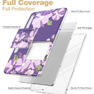 SURITCH for Samsung Galaxy Tab S7 FE Case for Tablet S7+ Plus, S8+ Plus, Built-in Screen Protector & S Pen Holder Full Body Shockproof Protective Cover with Foldable Kickstand, Purple Cosmos