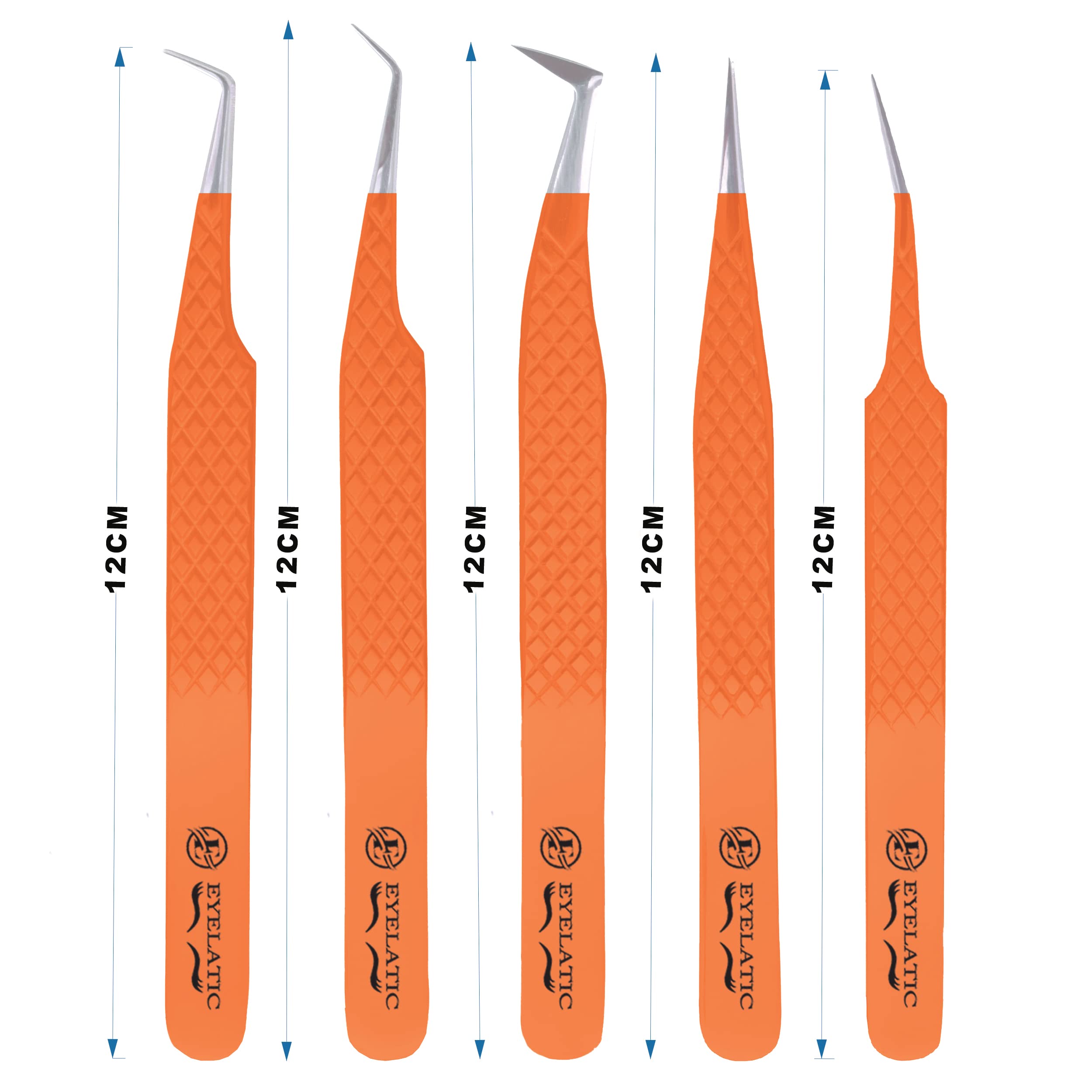 Eyelatic Volume Tweezers False Lash Application Professional Tools For Eyelash Extension Tweezers Set Orange