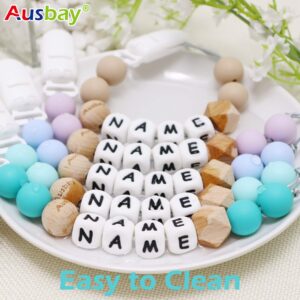 Ausbay Personalized Stroller Clip with Name, Unisex Baby Gifts for Newborn (Baby Blue)