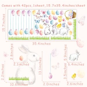 Happy Easter Wall Stickers Easter Egg Wall Decals Easter Bunny Wall Decals Peel and Stick Rabbit Wall Stickers Bunnies Colorful Butterfly Wall Stickers Removable Easter Window Stickers Decorations