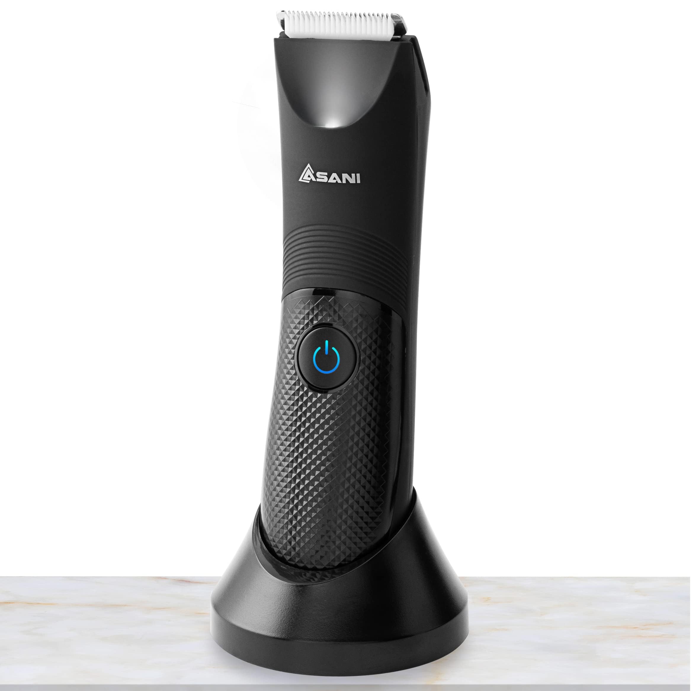 Asani Upkeeper Men's Body Hair Trimmer - Rechargeable Grooming Tool with Ceramic Blade, LED Light, Waterproof Design, Electric Shaver for Wet/Dry Use, Ideal for Chest, Back, Groin Hair Care