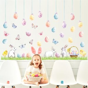 happy easter wall stickers easter egg wall decals easter bunny wall decals peel and stick rabbit wall stickers bunnies colorful butterfly wall stickers removable easter window stickers decorations