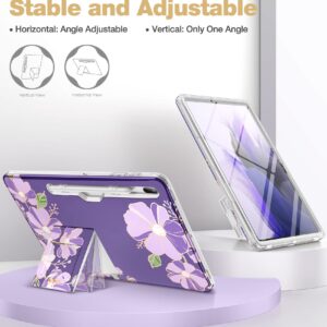 SURITCH for Samsung Galaxy Tab S7 FE Case for Tablet S7+ Plus, S8+ Plus, Built-in Screen Protector & S Pen Holder Full Body Shockproof Protective Cover with Foldable Kickstand, Purple Cosmos